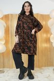 Oriental Orchid Denim Shirt Tunic Black